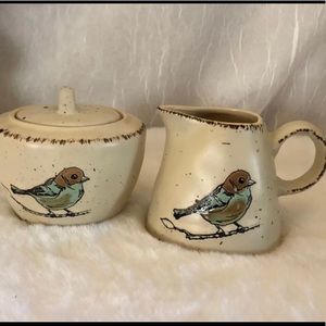 New InHomestylez Blue Bird Creamer & Sugar Bowl